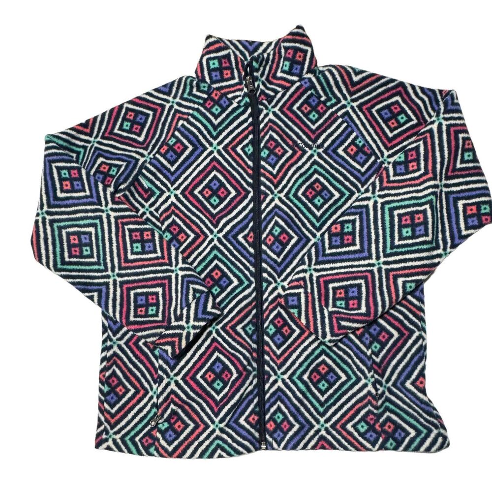 Columbia Polar Fleece Jacket Girls XL Full‎ Zip Aztec Geometric Unique Pattern